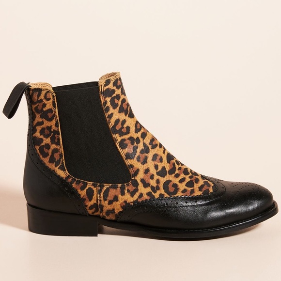 Anthropologie Shoes - Anthropologie Taylor Chelsea Ankle Boots New Box Animal Print Leopard EU 39 US 8
